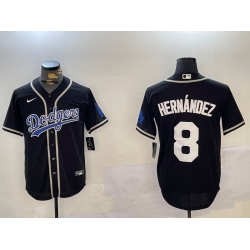 Men Los Angeles Dodgers 8 Enrique Hernandez Black 2024 World Series Cool Base Stitched Baseball Jersey 1