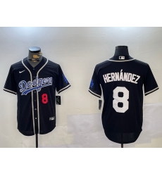 Men Los Angeles Dodgers 8 Enrique Hernandez Black 2024 World Series Cool Base Stitched Baseball Jersey 5