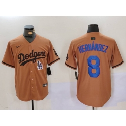 Men Los Angeles Dodgers 8 Kike Hernandez Brown Cool Base Stitched Baseball Jersey 5