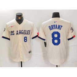 Men Los Angeles Dodgers 8 Kobe Bryant Cream Stitched Baseball Jersey 4