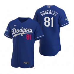 Men Los Angeles Dodgers 81 Victor Gonzalez Royal 2020 World Series Champions Flex Base Jersey