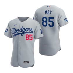 Men Los Angeles Dodgers 85 Dustin May Gray 2020 World Series Champions Flex Base Jersey