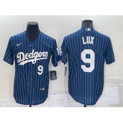 Men Los Angeles Dodgers 9 Gavin Lux Navy Cool Base Stitched Jerseyy