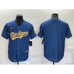 Men Los Angeles Dodgers Blank Navy Gold Cool Base Stitched Baseball Jersey