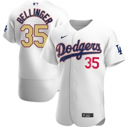 Men Los Angeles Dodgers Cody Bellinger 35 Gold Program Designed Edition White Flex Base Stitched Jersey