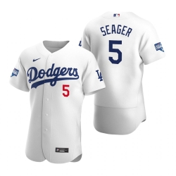 Men Los Angeles Dodgers Corey Seager White 2020 World Series Champions Flex Base Jersey