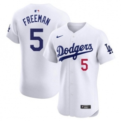 Men Los Angeles Dodgers Freddie Freeman #5 White Flex Base 2024 Home Stitched Jersey