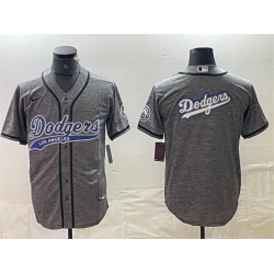 Men Los Angeles Dodgers Grey Team Big Logo Cool Base With Patch Stitched Baseball Jersey Men Los Angeles Dodgers Grey Team Big Logo Cool Base With Patch Stitched Baseball Jersey