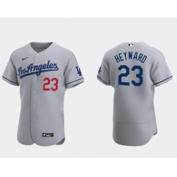 Men Los Angeles Dodgers Jason Heyward #23 Grey Flex Base Stitched MLB jersey Men Los Angeles Dodgers Jason Heyward #23 Grey Flex Base Stitched MLB jersey