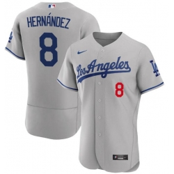 Men Los Angeles Dodgers Kike Hernandez #8 Gray Stitched Flex Base MLB Jersey Men Los Angeles Dodgers Kike Hernandez #8 Gray Stitched Flex Base MLB Jersey