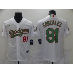 Men Los Angeles Dodgers MexicanLuis Gonzalez 81 World Series White MLB Jersey