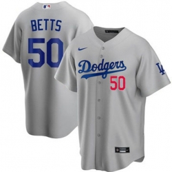 Men Los Angeles Dodgers Mookie Betts #50 Gray Flex Base 2024 Home Stitched Jersey II