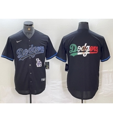 Men Los Angeles Dodgers Team Big Logo Black Cool Base Stitched Baseball Jersey 10