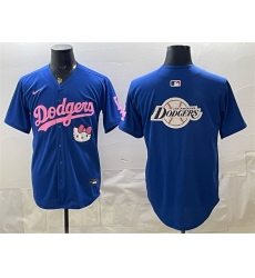 Men Los Angeles Dodgers Team Big Logo Royal Hello Kitty Night Stitched Baseball Jersey