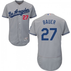 Men Los Angeles Dodgers Trevor Bauer Grey Flex Base Jersey