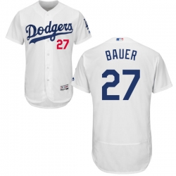 Men Los Angeles Dodgers Trevor Bauer White Flex Base Jersey