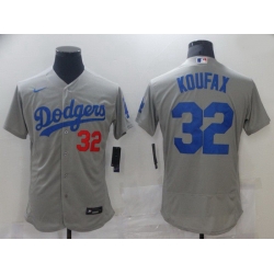 Men Men Los Angeles Dodgers 32 Koufax Grey Elite 2021 Nike MLB Jersey