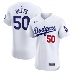 Men Men Los Angeles Dodgers 50 Mookie Betts White 2024 Home Elite Stitched Jersey Men Men Los Angeles Dodgers 50 Mookie Betts White 2024 Home Elite Stitched Jersey