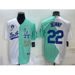 Men Nike Los Angeles Dodgers 22 Bad Bunny 2022 All Star White Green Cool Base Stitched Baseball Jerseys