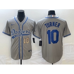 Men's Los Angeles Dodgers #10 Justin Turner Number Grey With Patch Cool Base Stitched Baseball Jersey Men's Los Angeles Dodgers #10 Justin Turner Number Grey With Patch Cool Base Stitched Baseball Jersey