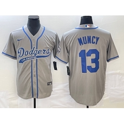 Men's Los Angeles Dodgers #13 Max Muncy Grey With Patch Cool Base Stitched Baseball Jersey Men's Los Angeles Dodgers #13 Max Muncy Grey With Patch Cool Base Stitched Baseball Jersey