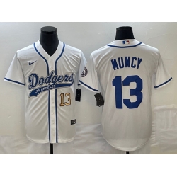 Men's Los Angeles Dodgers #13 Max Muncy Number White With Patch Cool Base Stitched Baseball Jersey Men's Los Angeles Dodgers #13 Max Muncy Number White With Patch Cool Base Stitched Baseball Jersey