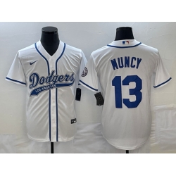 Men's Los Angeles Dodgers #13 Max Muncy White With Patch Cool Base Stitched Baseball Jersey1 Men's Los Angeles Dodgers #13 Max Muncy White With Patch Cool Base Stitched Baseball Jersey1