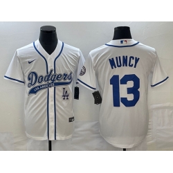Men's Los Angeles Dodgers #13 Max Muncy White With Patch Cool Base Stitched Baseball Jersey Men's Los Angeles Dodgers #13 Max Muncy White With Patch Cool Base Stitched Baseball Jersey