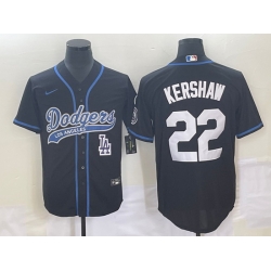 Men's Los Angeles Dodgers #22 Clayton Kershaw Black Cool Base Stitched Baseball Jersey Men's Los Angeles Dodgers #22 Clayton Kershaw Black Cool Base Stitched Baseball Jersey