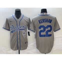 Men's Los Angeles Dodgers #22 Clayton Kershaw Grey Cool Base Stitched Baseball Jersey1 Men's Los Angeles Dodgers #22 Clayton Kershaw Grey Cool Base Stitched Baseball Jersey1