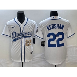 Men's Los Angeles Dodgers #22 Clayton Kershaw Number White Cool Base Stitched Baseball Jersey Men's Los Angeles Dodgers #22 Clayton Kershaw Number White Cool Base Stitched Baseball Jersey