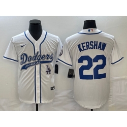 Men's Los Angeles Dodgers #22 Clayton Kershaw White Cool Base Stitched Baseball Jersey Men's Los Angeles Dodgers #22 Clayton Kershaw White Cool Base Stitched Baseball Jersey