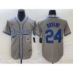 Men's Los Angeles Dodgers #24 Kobe Bryant Grey With Patch Cool Base Stitched Baseball Jersey Men's Los Angeles Dodgers #24 Kobe Bryant Grey With Patch Cool Base Stitched Baseball Jersey