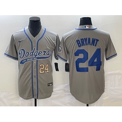 Men's Los Angeles Dodgers #24 Kobe Bryant Number Grey With Patch Cool Base Stitched Baseball Jersey Men's Los Angeles Dodgers #24 Kobe Bryant Number Grey With Patch Cool Base Stitched Baseball Jersey