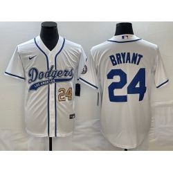 Men's Los Angeles Dodgers #24 Kobe Bryant Number White With Patch Cool Base Stitched Baseball Jersey Men's Los Angeles Dodgers #24 Kobe Bryant Number White With Patch Cool Base Stitched Baseball Jersey