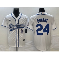 Men's Los Angeles Dodgers #24 Kobe Bryant White With Patch Cool Base Stitched Baseball Jersey1 Men's Los Angeles Dodgers #24 Kobe Bryant White With Patch Cool Base Stitched Baseball Jersey1