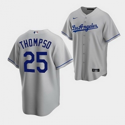 Men's Los Angeles Dodgers #25 Trayce Thompson Gray Cool Base Stitched Baseball Jersey Men's Los Angeles Dodgers #25 Trayce Thompson Gray Cool Base Stitched Baseball Jersey