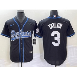 Men's Los Angeles Dodgers #3 Chris Taylor Black With Patch Cool Base Stitched Baseball Jersey1 Men's Los Angeles Dodgers #3 Chris Taylor Black With Patch Cool Base Stitched Baseball Jersey1