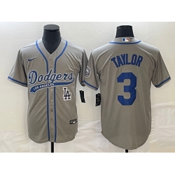 Men's Los Angeles Dodgers #3 Chris Taylor Grey With Patch Cool Base Stitched Baseball Jersey Men's Los Angeles Dodgers #3 Chris Taylor Grey With Patch Cool Base Stitched Baseball Jersey