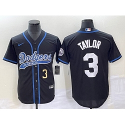 Men's Los Angeles Dodgers #3 Chris Taylor Number Black With Patch Cool Base Stitched Baseball Jersey Men's Los Angeles Dodgers #3 Chris Taylor Number Black With Patch Cool Base Stitched Baseball Jersey