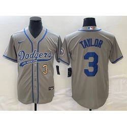 Men's Los Angeles Dodgers #3 Chris Taylor Number Grey With Patch Cool Base Stitched Baseball Jersey Men's Los Angeles Dodgers #3 Chris Taylor Number Grey With Patch Cool Base Stitched Baseball Jersey