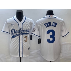 Men's Los Angeles Dodgers #3 Chris Taylor Number White With Patch Cool Base Stitched Baseball Jersey Men's Los Angeles Dodgers #3 Chris Taylor Number White With Patch Cool Base Stitched Baseball Jersey