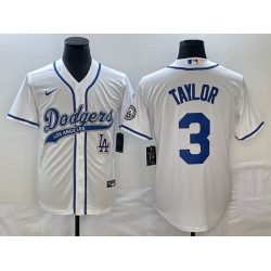Men's Los Angeles Dodgers #3 Chris Taylor White With Patch Cool Base Stitched Baseball Jersey1 Men's Los Angeles Dodgers #3 Chris Taylor White With Patch Cool Base Stitched Baseball Jersey1