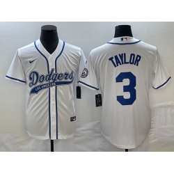Men's Los Angeles Dodgers #3 Chris Taylor White With Patch Cool Base Stitched Baseball Jersey Men's Los Angeles Dodgers #3 Chris Taylor White With Patch Cool Base Stitched Baseball Jersey