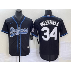 Men's Los Angeles Dodgers #34 Fernando Valenzuela Black With Patch Cool Base Stitched Baseball Jersey Men's Los Angeles Dodgers #34 Fernando Valenzuela Black With Patch Cool Base Stitched Baseball Jersey