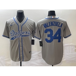 Men's Los Angeles Dodgers #34 Fernando Valenzuela Grey With Patch Cool Base Stitched Baseball Jersey1 Men's Los Angeles Dodgers #34 Fernando Valenzuela Grey With Patch Cool Base Stitched Baseball Jersey1