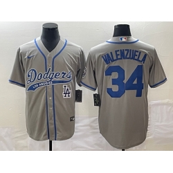 Men's Los Angeles Dodgers #34 Fernando Valenzuela Grey With Patch Cool Base Stitched Baseball Jersey Men's Los Angeles Dodgers #34 Fernando Valenzuela Grey With Patch Cool Base Stitched Baseball Jersey