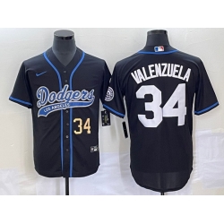Men's Los Angeles Dodgers #34 Fernando Valenzuela Number Black With Patch Cool Base Stitched Baseball Jersey Men's Los Angeles Dodgers #34 Fernando Valenzuela Number Black With Patch Cool Base Stitched Baseball Jersey