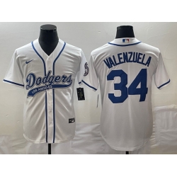 Men's Los Angeles Dodgers #34 Fernando Valenzuela White With Patch Cool Base Stitched Baseball Jersey1 Men's Los Angeles Dodgers #34 Fernando Valenzuela White With Patch Cool Base Stitched Baseball Jersey1
