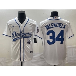 Men's Los Angeles Dodgers #34 Fernando Valenzuela White With Patch Cool Base Stitched Baseball Jersey Men's Los Angeles Dodgers #34 Fernando Valenzuela White With Patch Cool Base Stitched Baseball Jersey